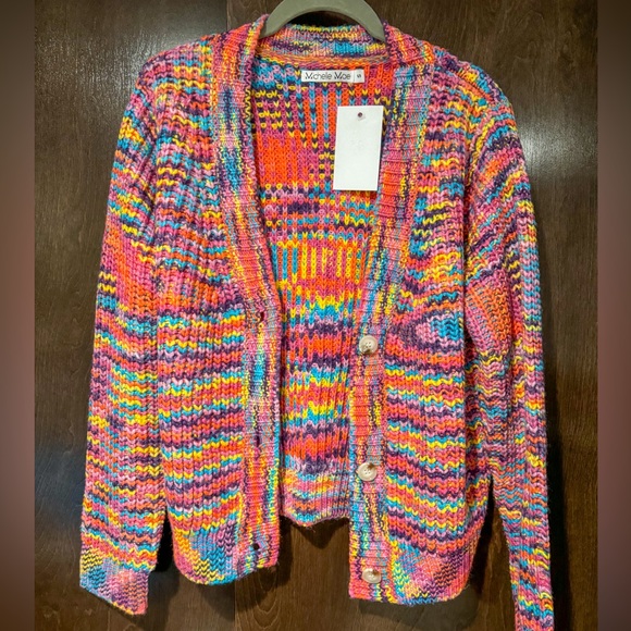 NWT. Michelle Mae Multi-color Cardigan - Picture 3 of 3